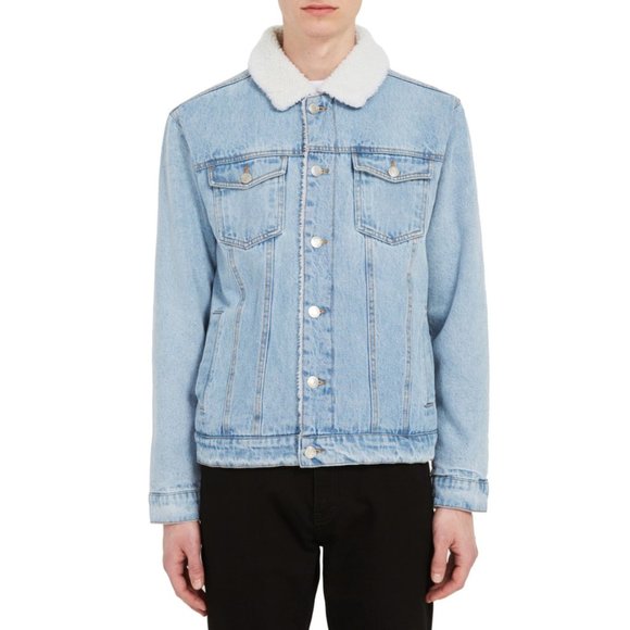 Frank & Oak Fleece Sherpa Lined Denim Jacket - Picture 1 of 9